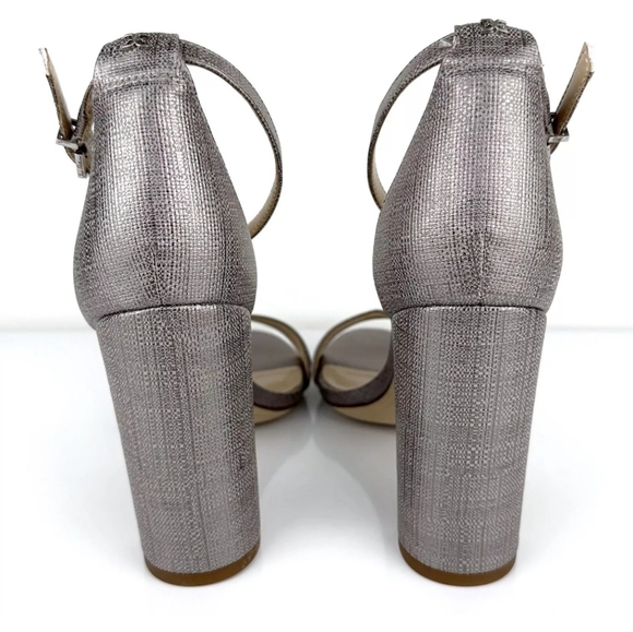 Sam Edelman Women's Yaro Ankle Strap Block Heel Sandals Metallic Gray Size 8 - Picture 4 of 11